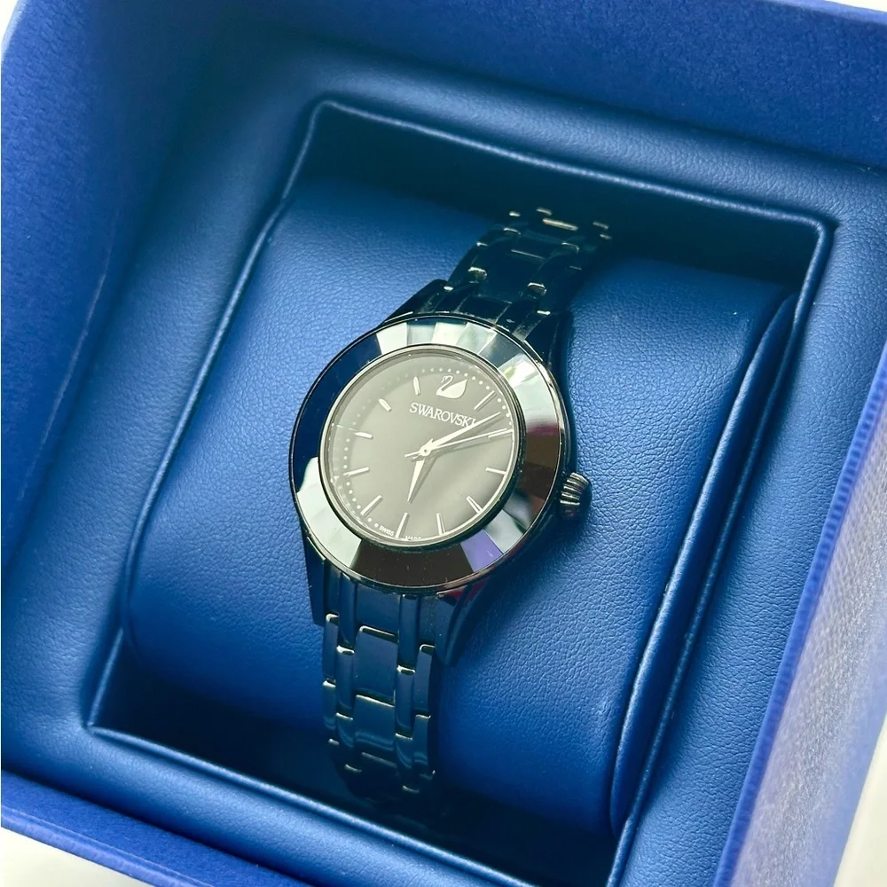 Swarovski Alegria 33mm Black Crystal Bezel Sunray Dial Watch